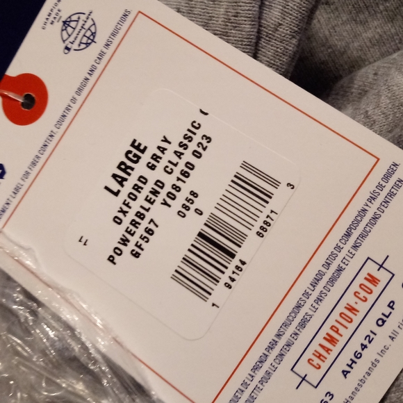 NWT CHAMPION POWERBLEND CLASSIC AUTHENTIC ATHLETIC WEAR GRAY SIZE LARGE GF567 - Picture 7 of 7